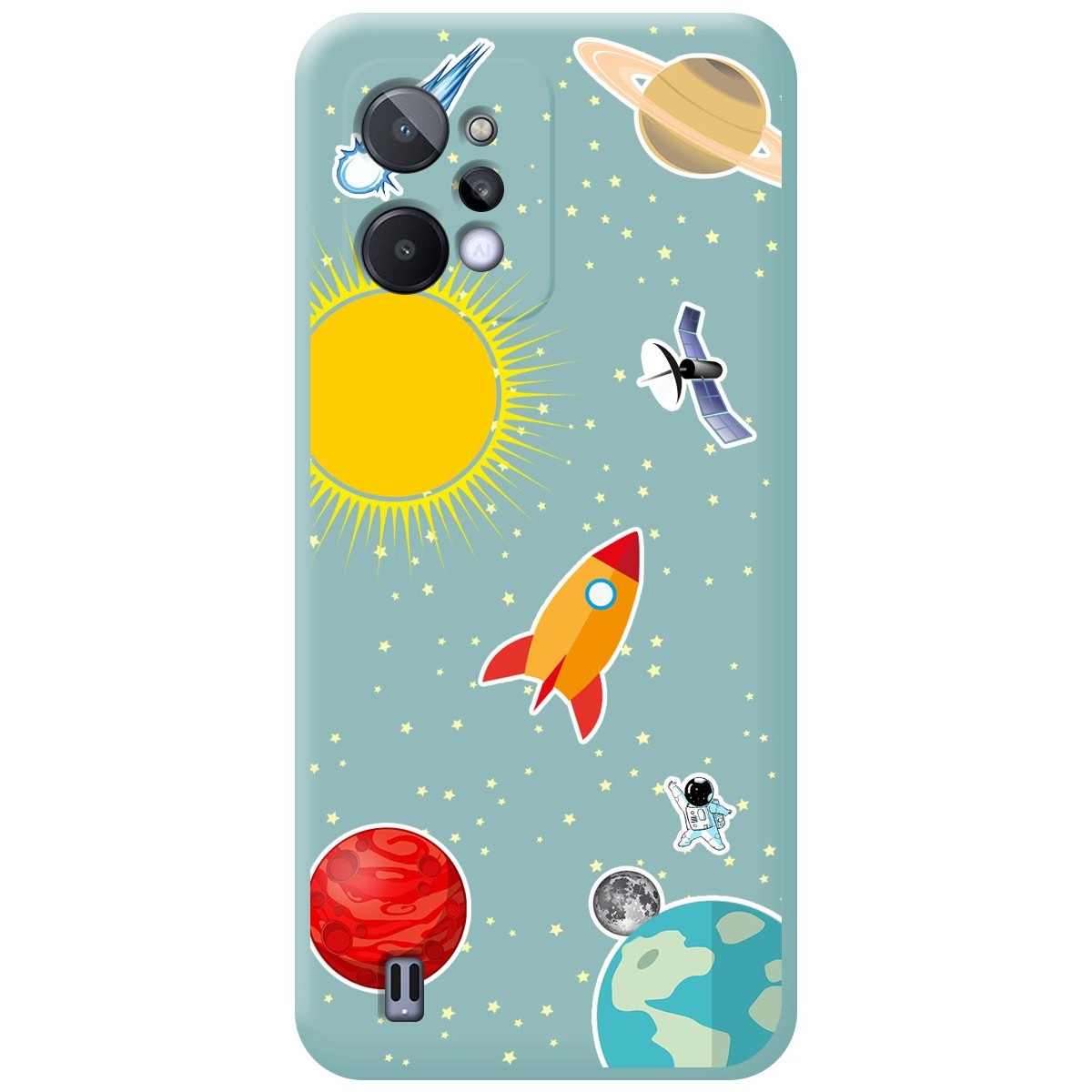 Funda Silicona Líquida Azul para Realme C31 diseño Espacio Dibujos