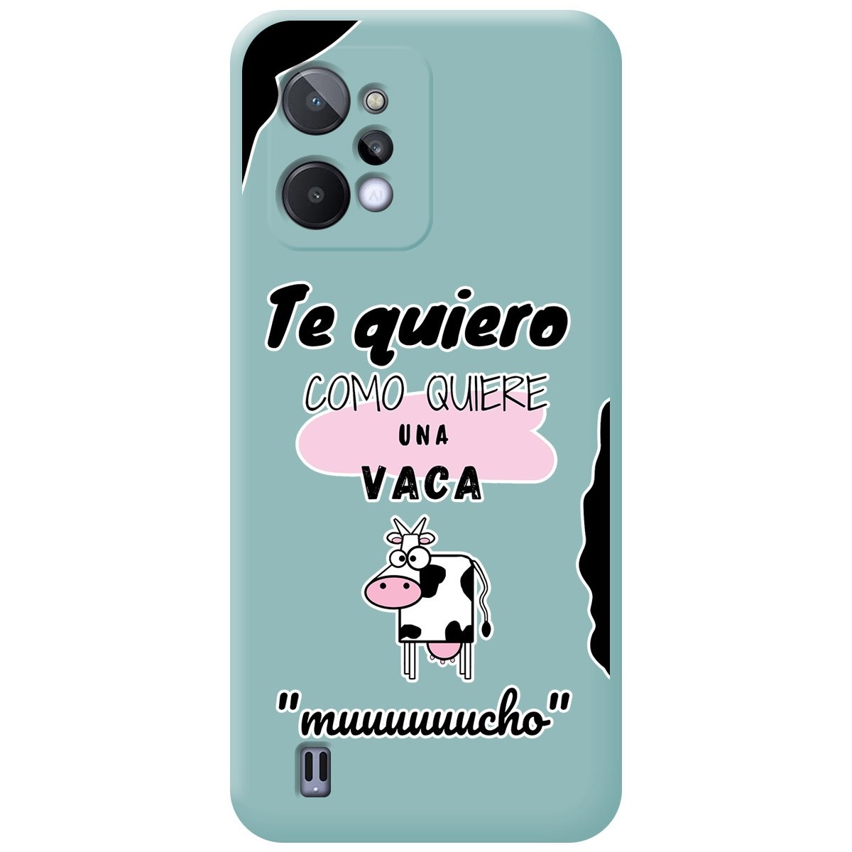 Funda Silicona Líquida Azul para Realme C31 diseño Vaca Dibujos