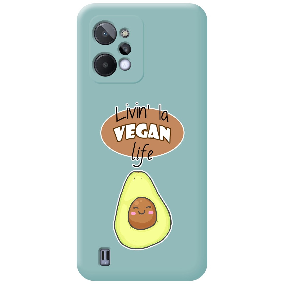 Funda Silicona Líquida Azul para Realme C31 diseño Vegan Life Dibujos