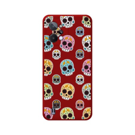Funda Silicona Líquida Roja para Realme C31 diseño Catrina Dibujos