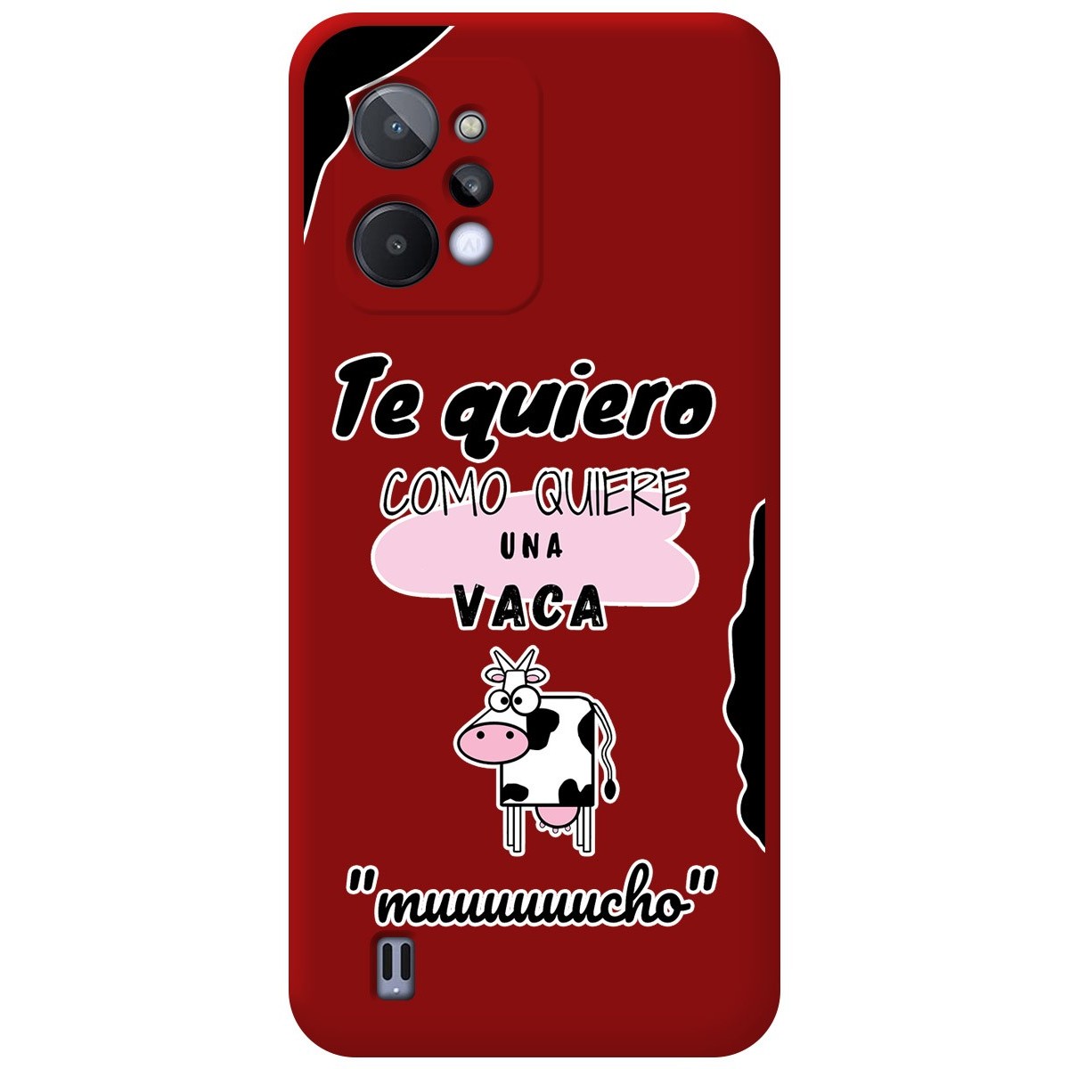 Funda Silicona Líquida Roja para Realme C31 diseño Vaca Dibujos