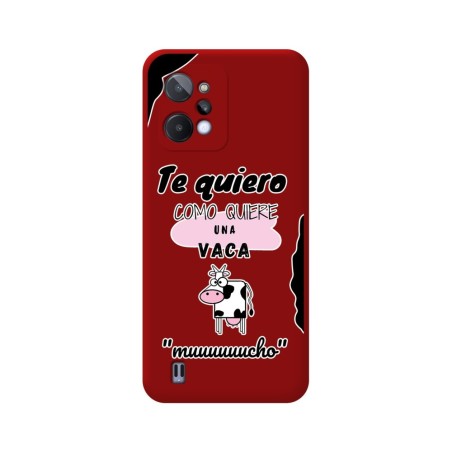 Funda Silicona Líquida Roja para Realme C31 diseño Vaca Dibujos