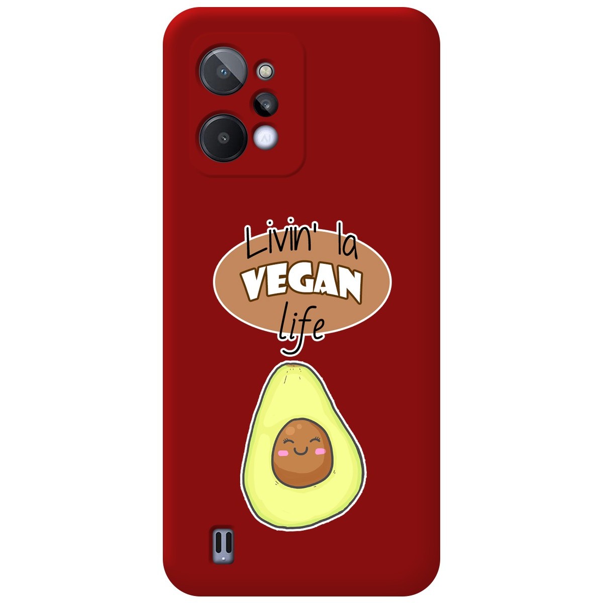 Funda Silicona Líquida Roja para Realme C31 diseño Vegan Life Dibujos