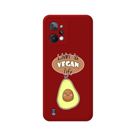 Funda Silicona Líquida Roja para Realme C31 diseño Vegan Life Dibujos