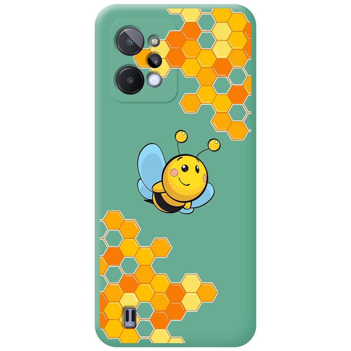 Funda Silicona Líquida Verde para Realme C31 diseño Abeja Dibujos