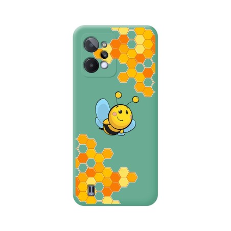 Funda Silicona Líquida Verde para Realme C31 diseño Abeja Dibujos