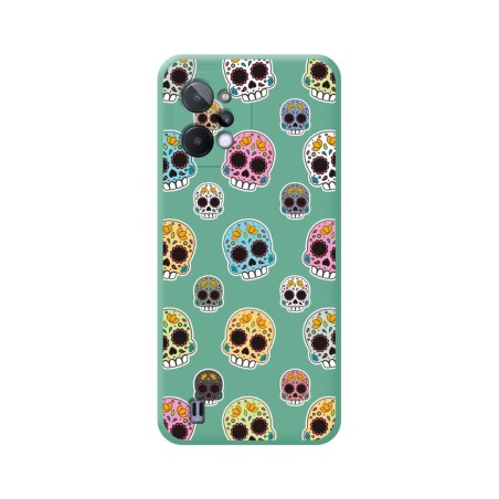Funda Silicona Líquida Verde para Realme C31 diseño Catrina Dibujos