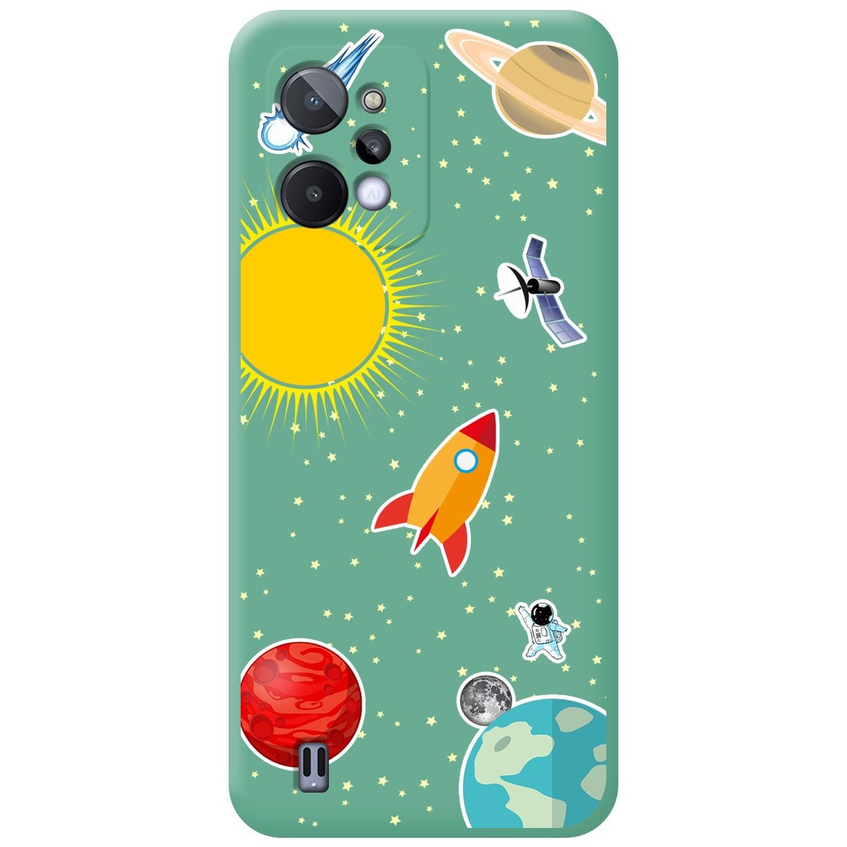Funda Silicona Líquida Verde para Realme C31 diseño Espacio Dibujos
