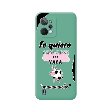 Funda Silicona Líquida Verde para Realme C31 diseño Vaca Dibujos