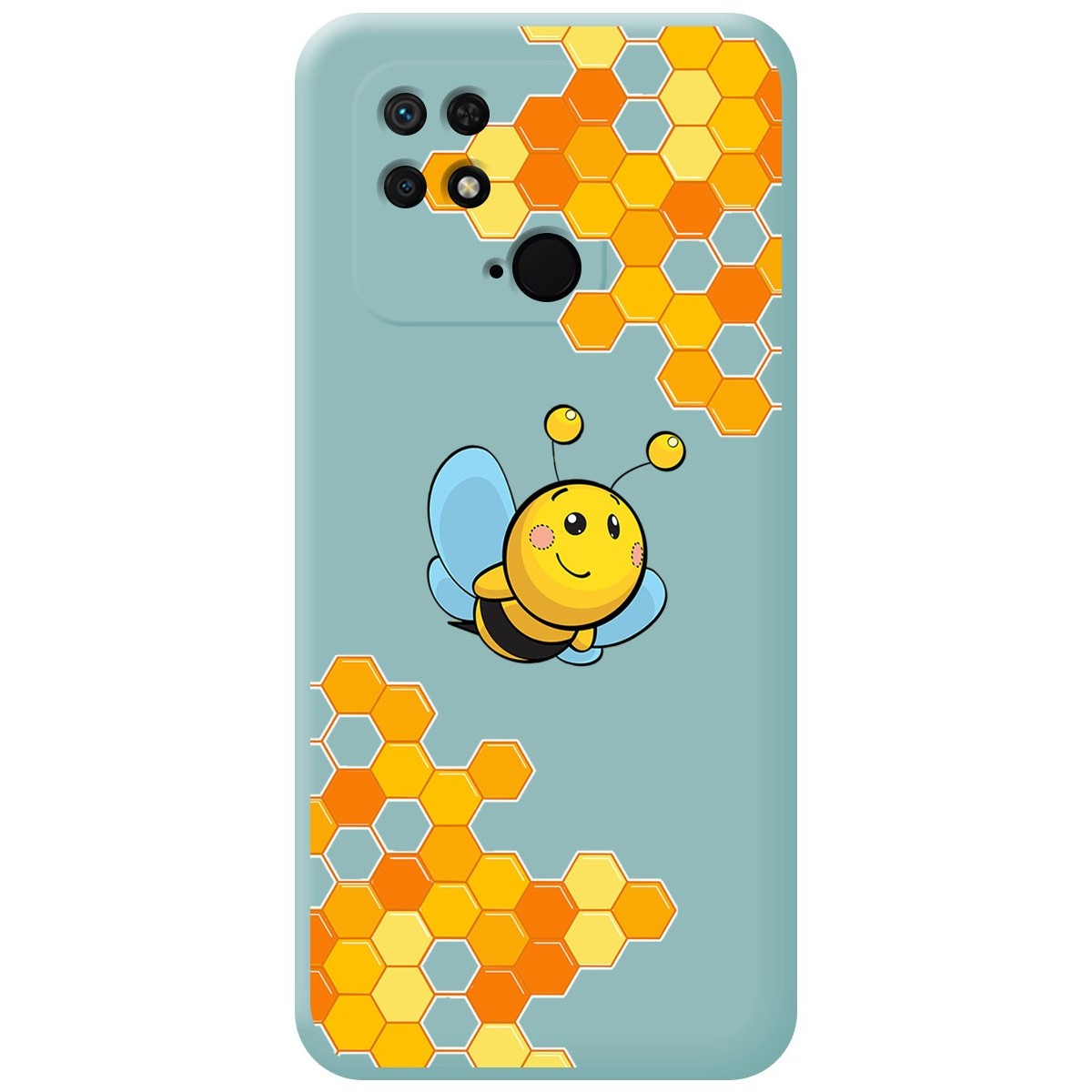 Funda Silicona Líquida Azul para Xiaomi Redmi 10C diseño Abeja Dibujos