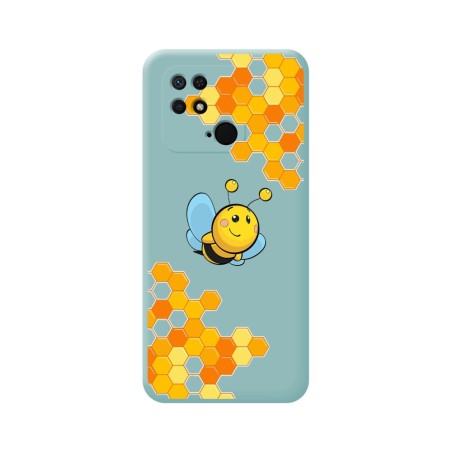 Funda Silicona Líquida Azul para Xiaomi Redmi 10C diseño Abeja Dibujos