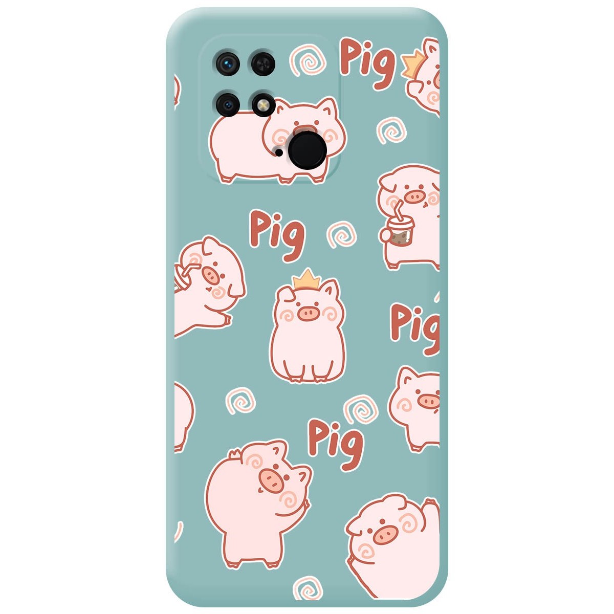 Funda Silicona Líquida Azul para Xiaomi Redmi 10C diseño Cerdos Dibujos