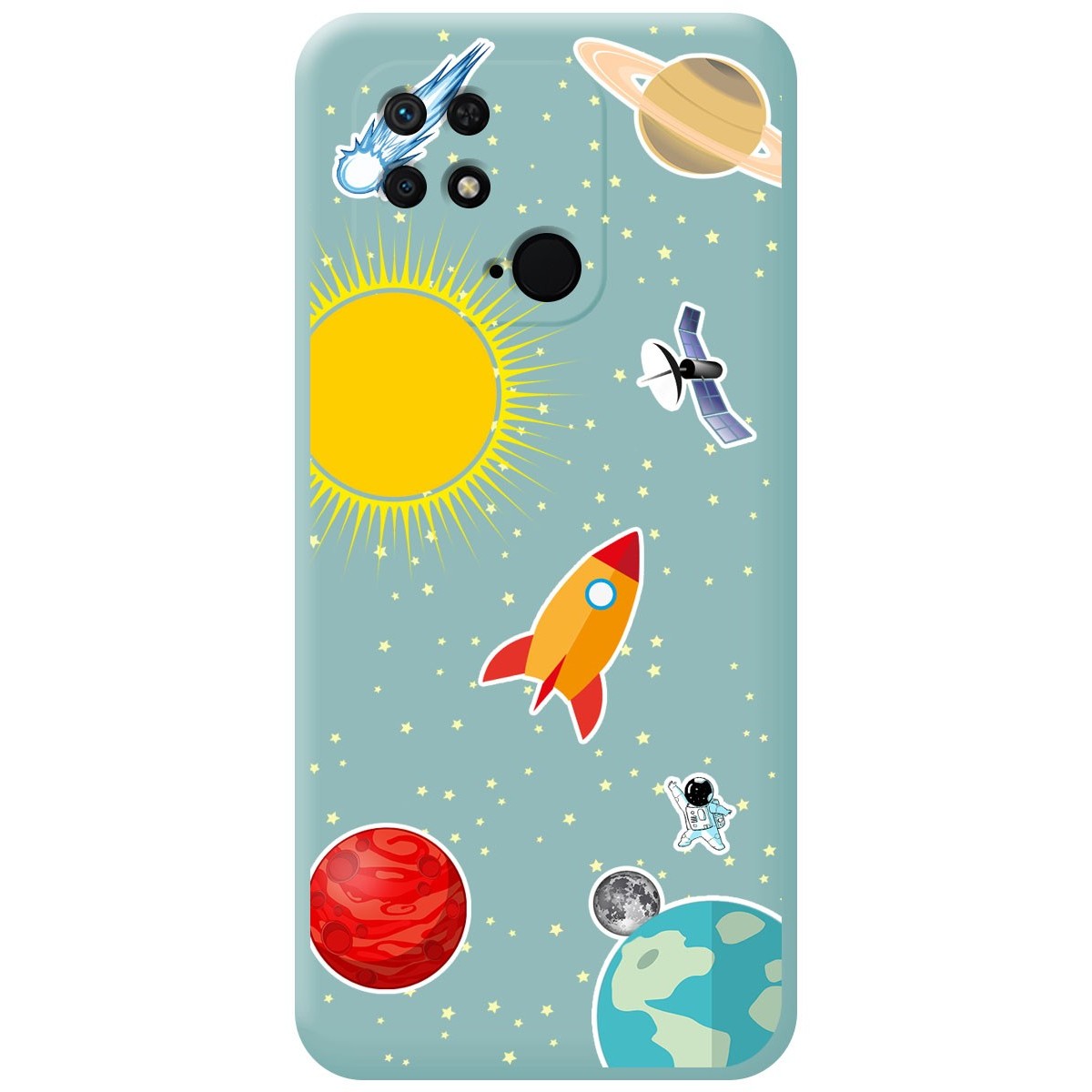 Funda Silicona Líquida Azul para Xiaomi Redmi 10C diseño Espacio Dibujos