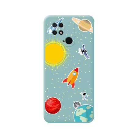 Funda Silicona Líquida Azul para Xiaomi Redmi 10C diseño Espacio Dibujos