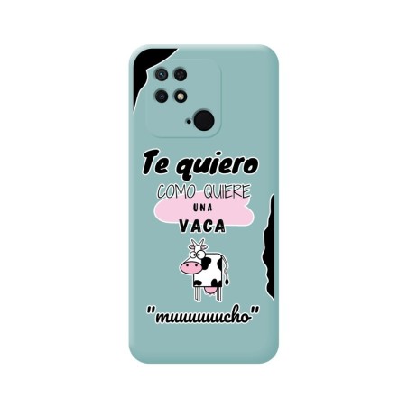 Funda Silicona Líquida Azul para Xiaomi Redmi 10C diseño Vaca Dibujos