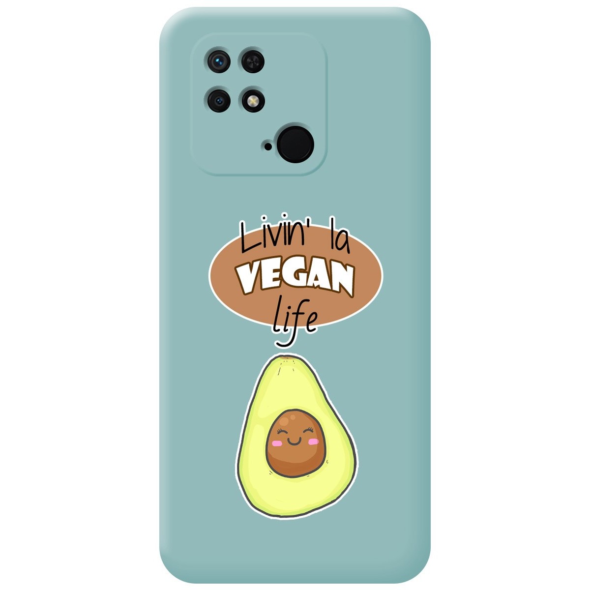 Funda Silicona Líquida Azul para Xiaomi Redmi 10C diseño Vegan Life Dibujos