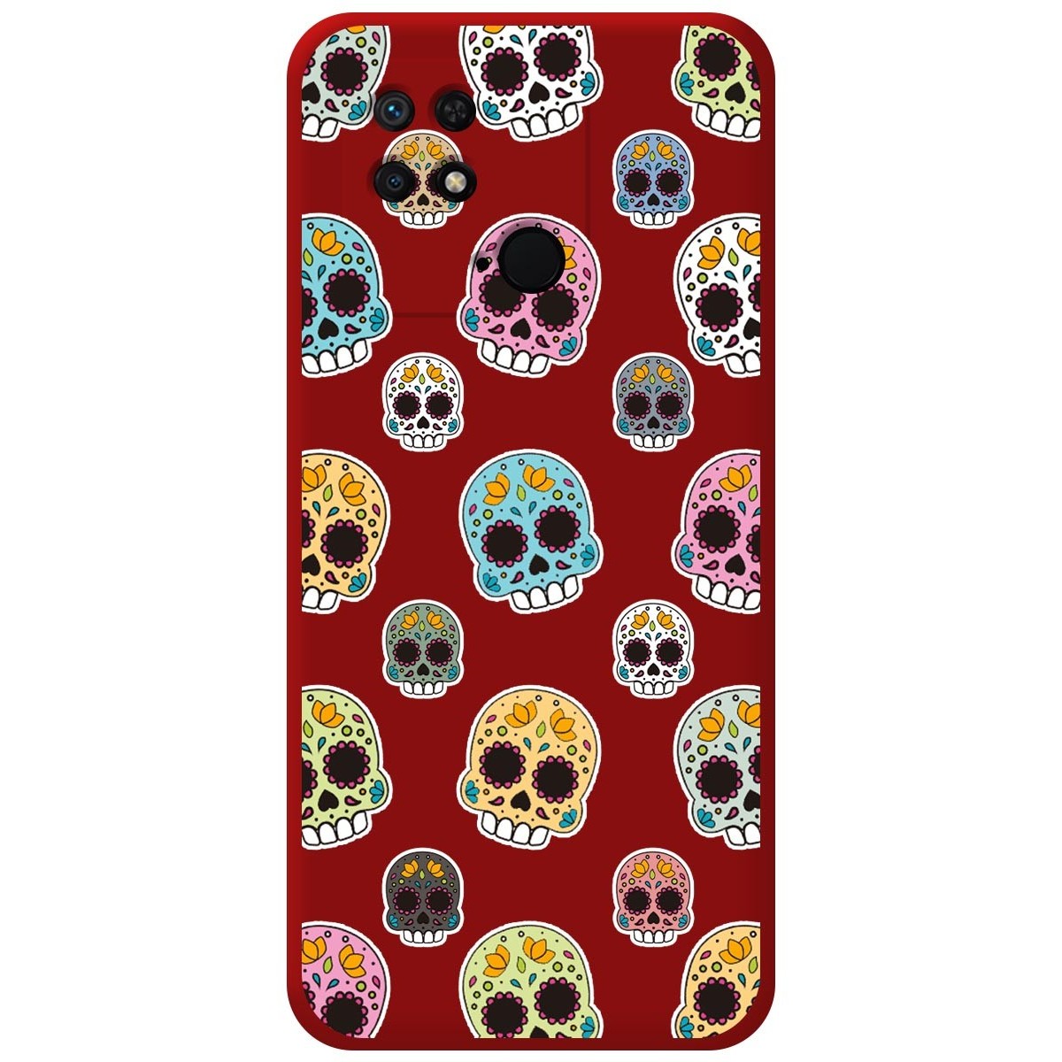 Funda Silicona Líquida Roja para Xiaomi Redmi 10C diseño Catrina Dibujos
