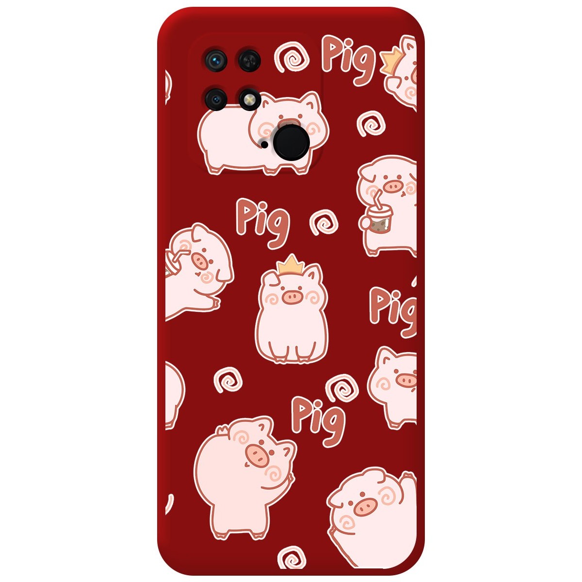 Funda Silicona Líquida Roja para Xiaomi Redmi 10C diseño Cerdos Dibujos