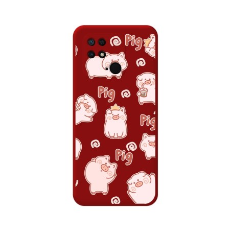Funda Silicona Líquida Roja para Xiaomi Redmi 10C diseño Cerdos Dibujos