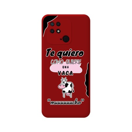 Funda Silicona Líquida Roja para Xiaomi Redmi 10C diseño Vaca Dibujos