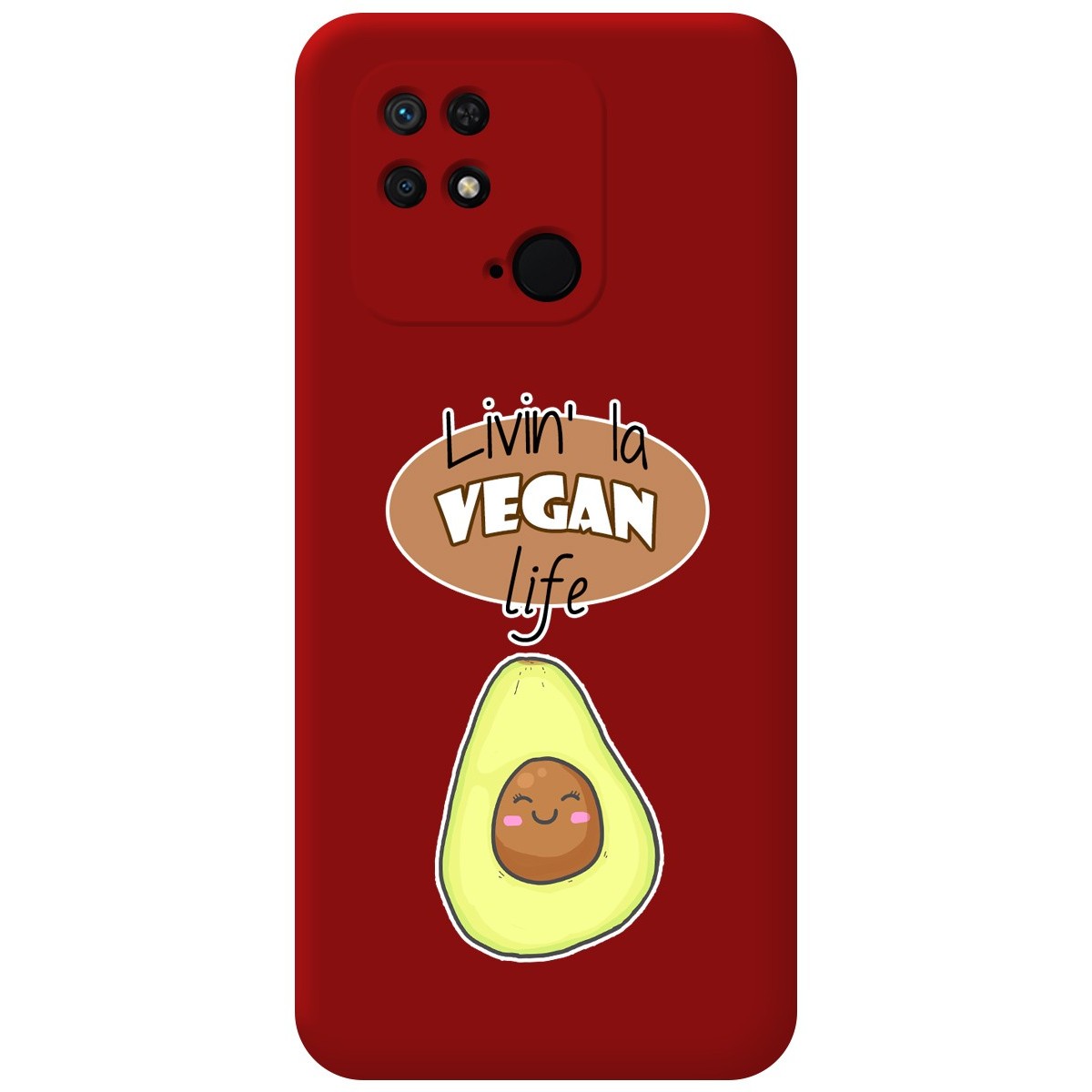 Funda Silicona Líquida Roja para Xiaomi Redmi 10C diseño Vegan Life Dibujos