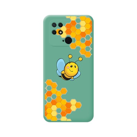 Funda Silicona Líquida Verde para Xiaomi Redmi 10C diseño Abeja Dibujos