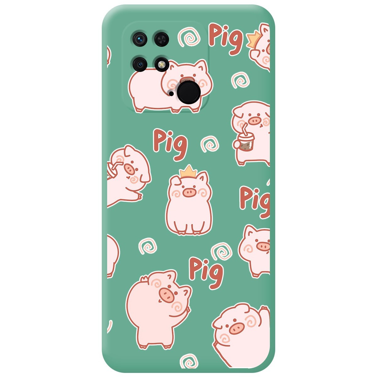 Funda Silicona Líquida Verde para Xiaomi Redmi 10C diseño Cerdos Dibujos