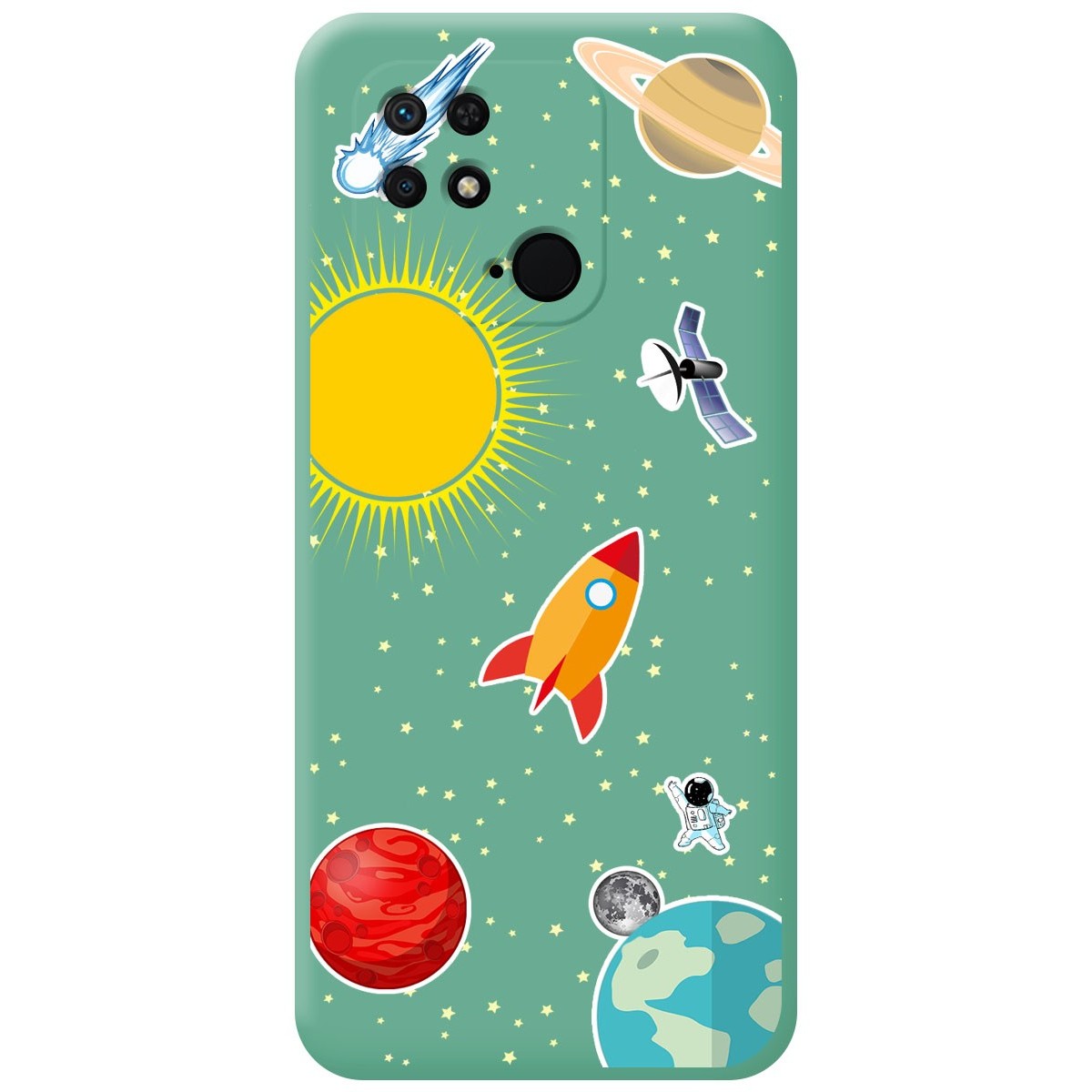 Funda Silicona Líquida Verde para Xiaomi Redmi 10C diseño Espacio Dibujos