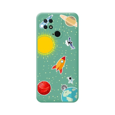 Funda Silicona Líquida Verde para Xiaomi Redmi 10C diseño Espacio Dibujos