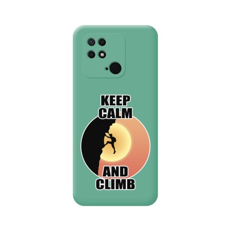 Funda Silicona Líquida Verde para Xiaomi Redmi 10C diseño Hombre Escalada Dibujos