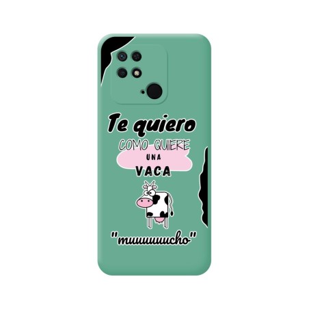 Funda Silicona Líquida Verde para Xiaomi Redmi 10C diseño Vaca Dibujos