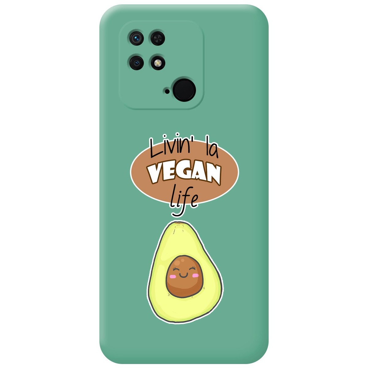 Xiaomi Redmi 10C Funda Silicona Líquida Verde dibujo Vegan Life