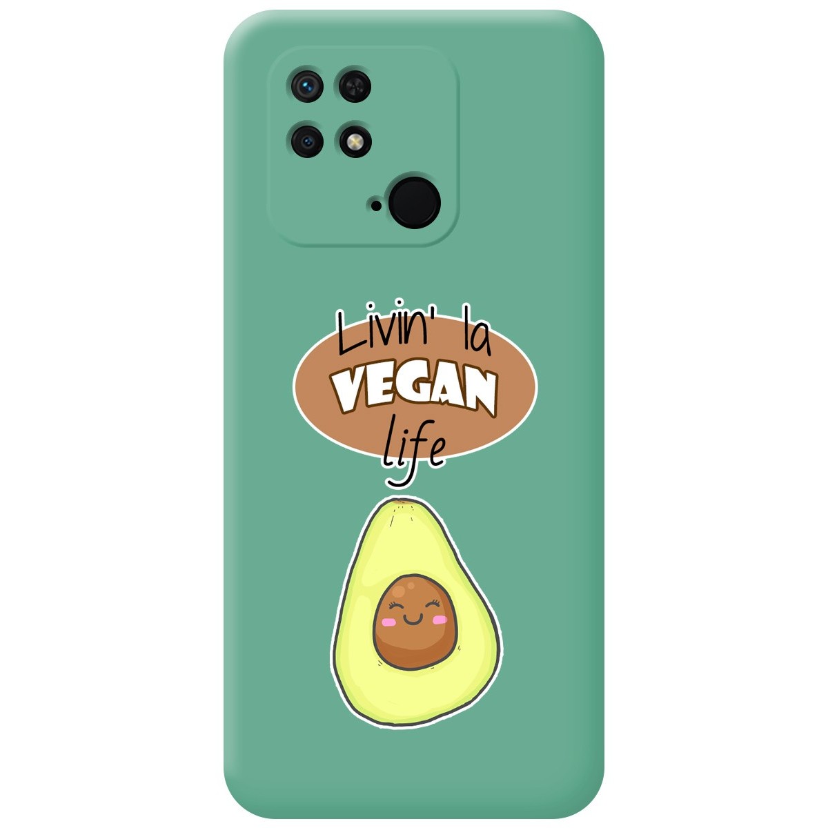 Funda Silicona Líquida Verde para Xiaomi Redmi 10C diseño Vegan Life Dibujos