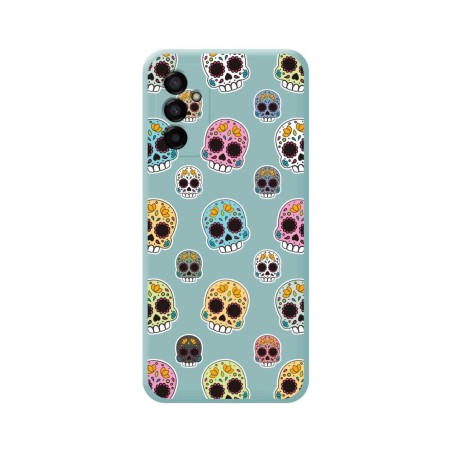 Funda Silicona Líquida Azul para Samsung Galaxy M23 5G diseño Catrina Dibujos