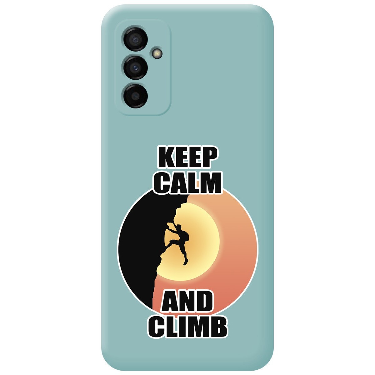 Funda Silicona Líquida Azul para Samsung Galaxy M23 5G diseño Hombre Escalada Dibujos