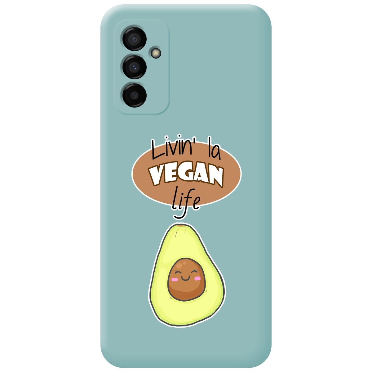 Funda Silicona Líquida Azul para Samsung Galaxy M23 5G diseño Vegan Life Dibujos