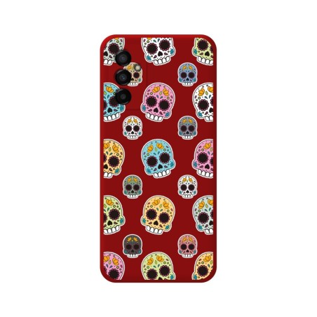 Funda Silicona Líquida Roja para Samsung Galaxy M23 5G diseño Catrina Dibujos