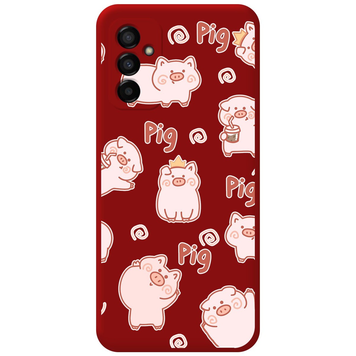 Funda Silicona Líquida Roja para Samsung Galaxy M23 5G diseño Cerdos Dibujos