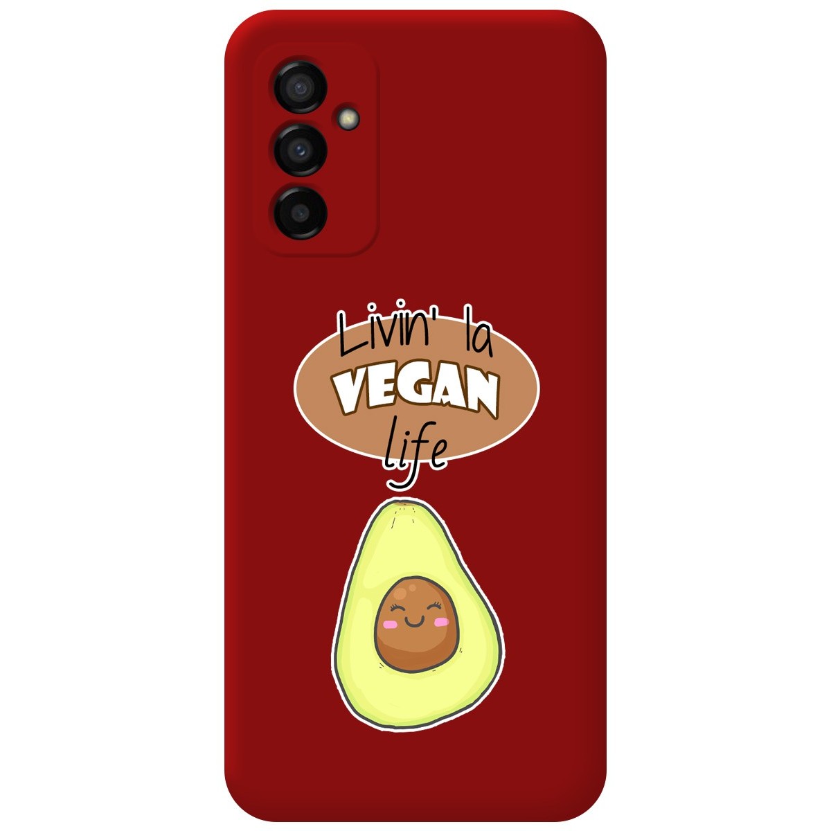 Funda Silicona Líquida Roja para Samsung Galaxy M23 5G diseño Vegan Life Dibujos