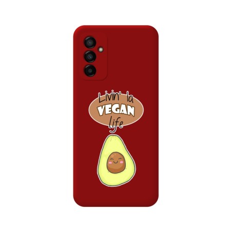 Funda Silicona Líquida Roja para Samsung Galaxy M23 5G diseño Vegan Life Dibujos