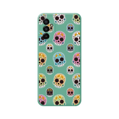 Funda Silicona Líquida Verde para Samsung Galaxy M23 5G diseño Catrina Dibujos