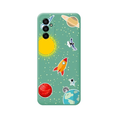 Funda Silicona Líquida Verde para Samsung Galaxy M23 5G diseño Espacio Dibujos