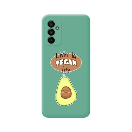 Funda Silicona Líquida Verde para Samsung Galaxy M23 5G diseño Vegan Life Dibujos