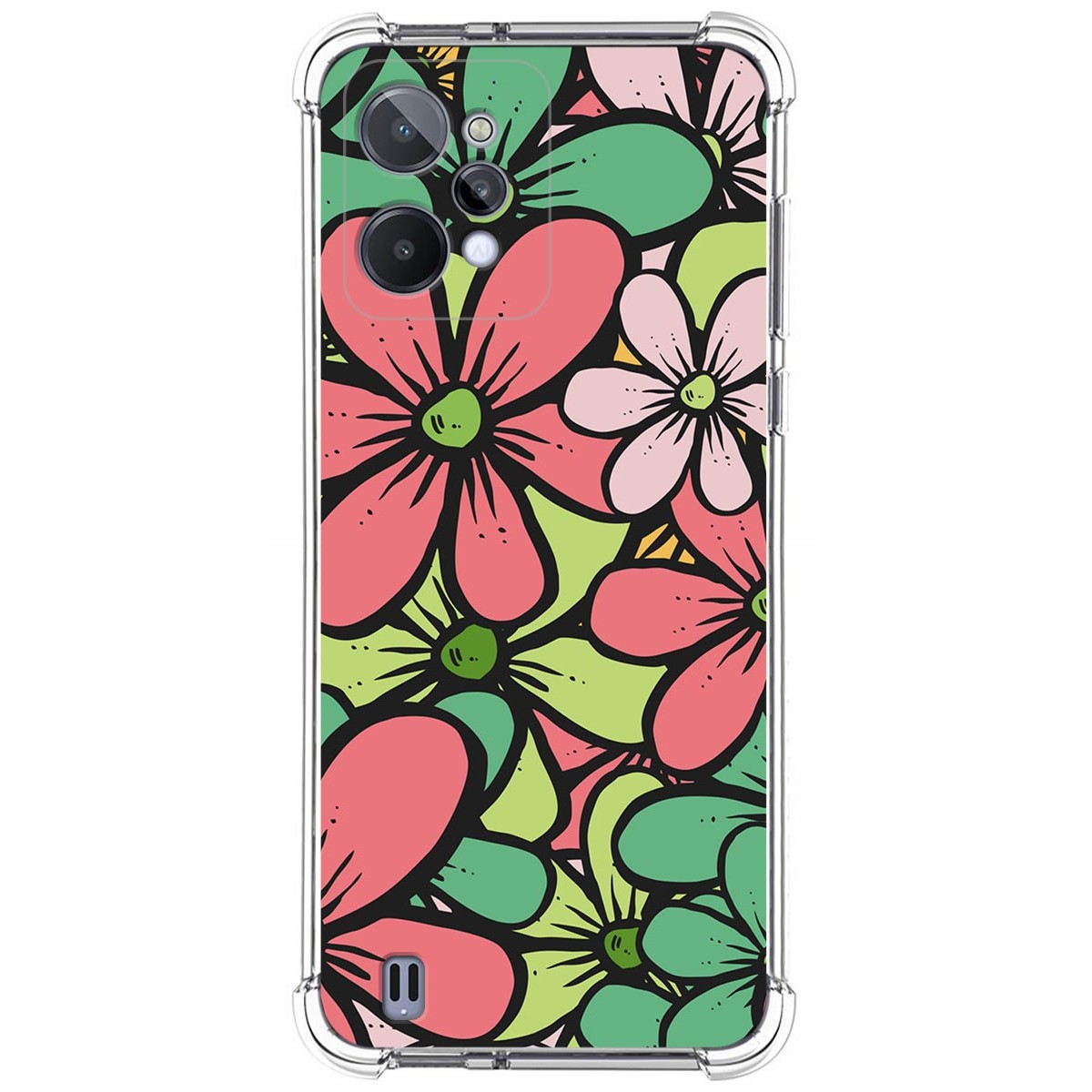 Funda Silicona Antigolpes para Realme C31 diseño Flores 02 Dibujos
