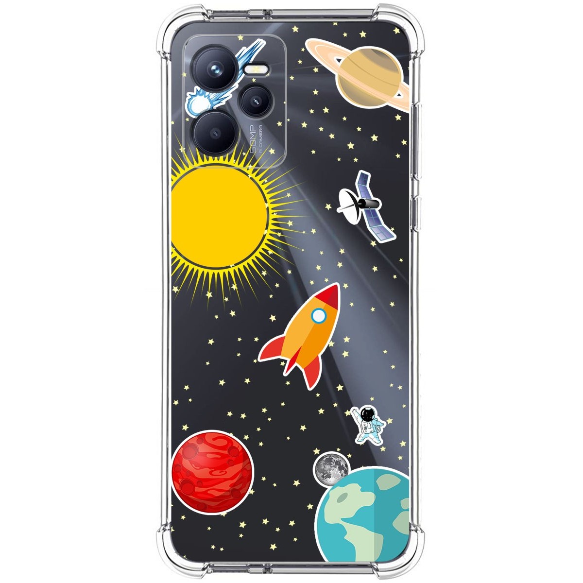 Funda Silicona Antigolpes para Realme C35 diseño Espacio Dibujos