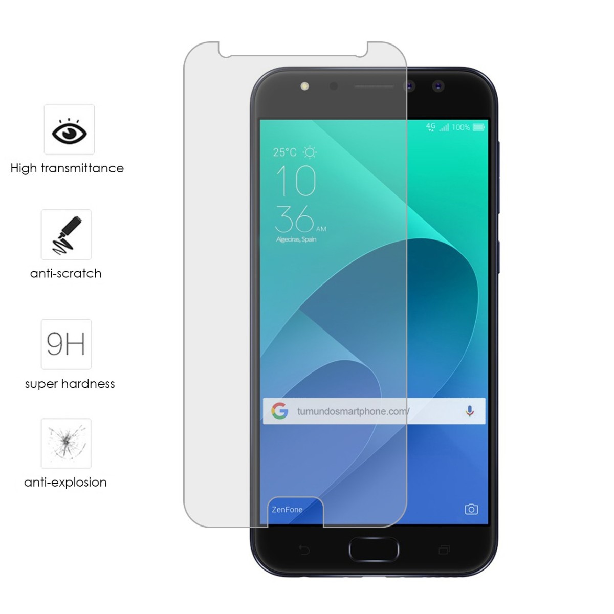 Protector Cristal Templado para Asus Zenfone 4 Selfie Pro Zd552Kl Vidrio