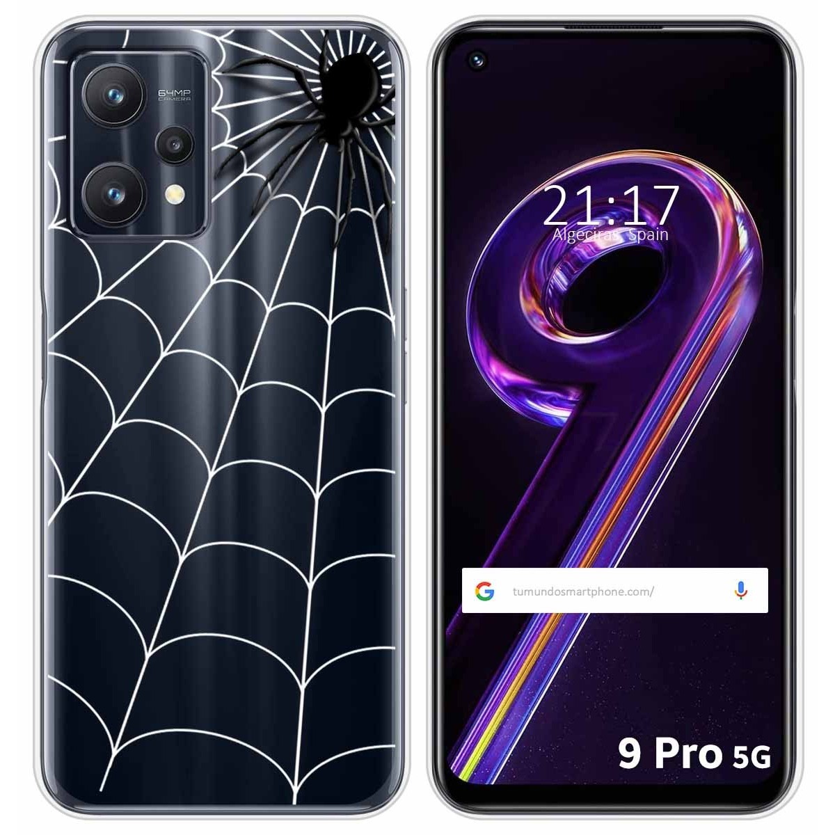 Funda Silicona Transparente para Realme 9 Pro 5G diseño Araña Dibujos