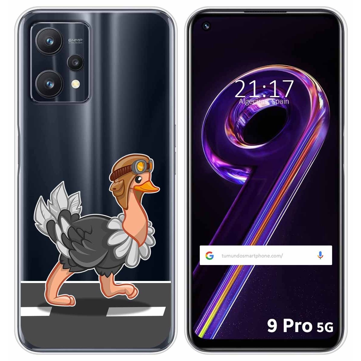 Funda Silicona Transparente para Realme 9 Pro 5G diseño Avestruz Dibujos