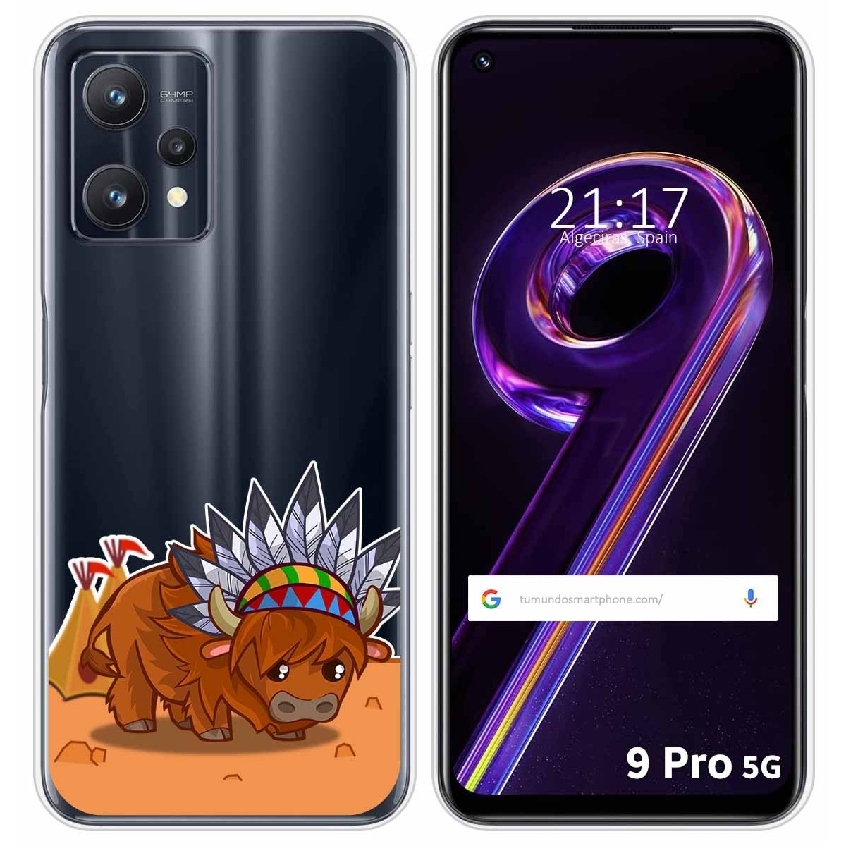 Funda Silicona Transparente para Realme 9 Pro 5G diseño Bufalo Dibujos