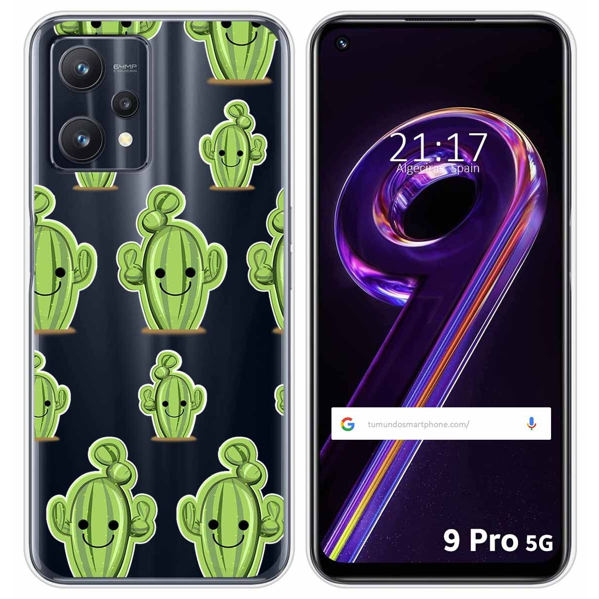 Funda Silicona Transparente para Realme 9 Pro 5G diseño Cactus Dibujos